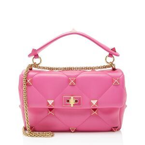 Valentino Calfskin Roman Stud Medium Shoulder Bag